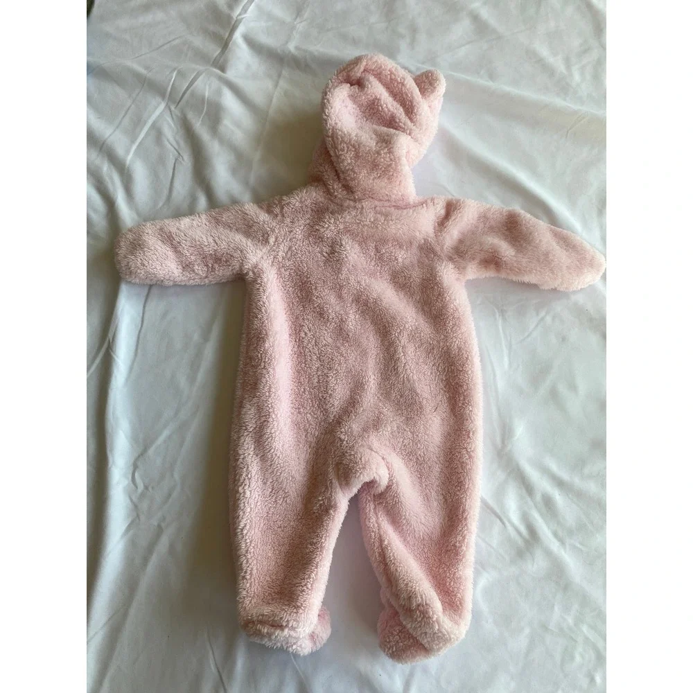 Carter's Baby Girls Sherpa Bear Ear Hooded Pram Suit Size 3M Pink